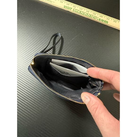 Coach Mini Card Holder Wristlet New w Inserts Navy Blue Leather - Picture 6 of 9